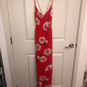 Beachy floral lace up back maxi dress